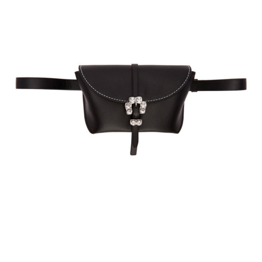 3.1 Phillip Lim Black Hudson Belt Bag, Rhinestone Buckle